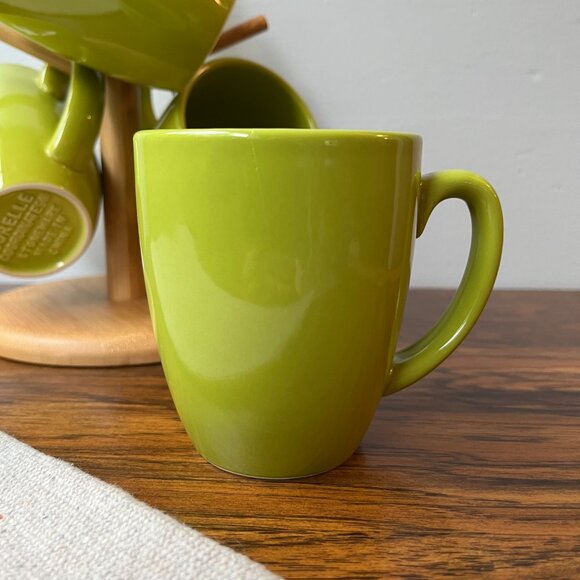 4 Stoneware Coffee Mugs Corelle Coordinates Lime Green 12 oz - Picture 3 of 9